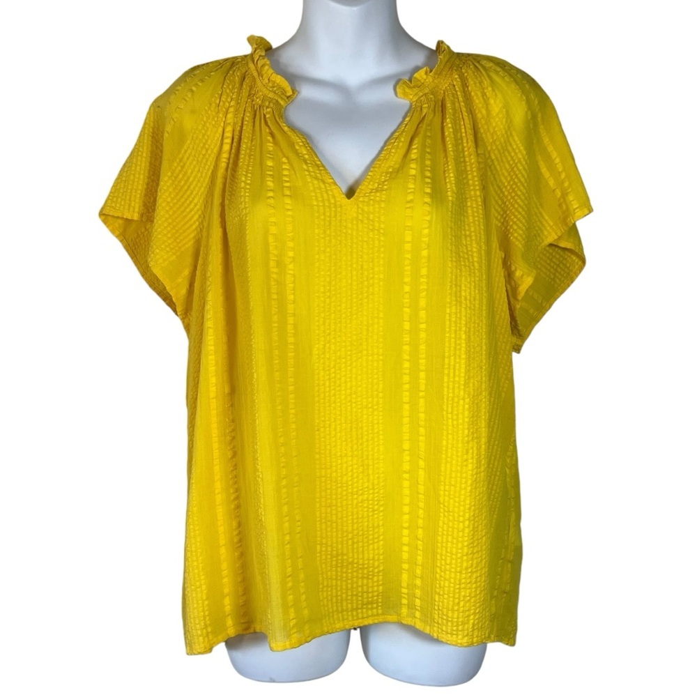 J. Crew Bright Yellow Ruffle V-Neck Blouse